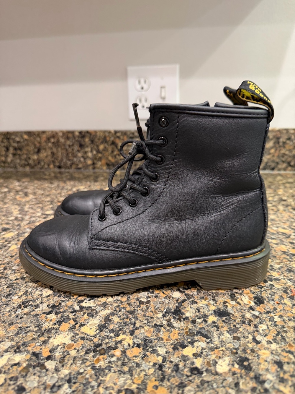 Dr. Martens Black kids 2 zip/ Lace-Up Leather Boots